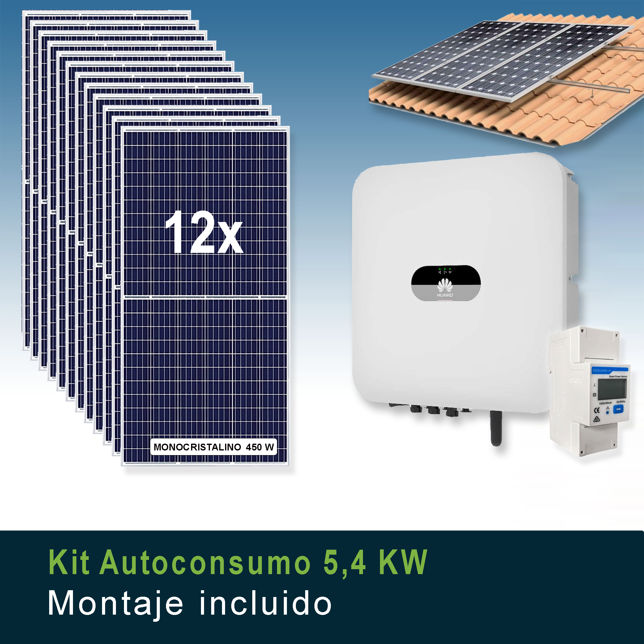 Kit Solar Autoconsumo 6kWp Huawei 2660Wh/día